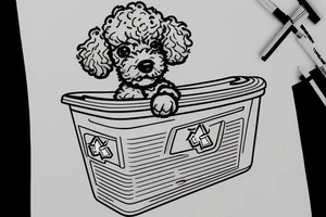 A toy poodle in a recycling bin. tattoo idea