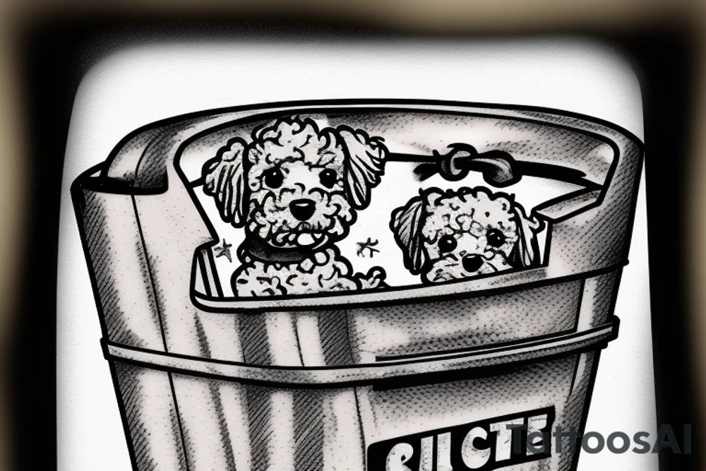 A toy poodle in a recycling bin. tattoo idea