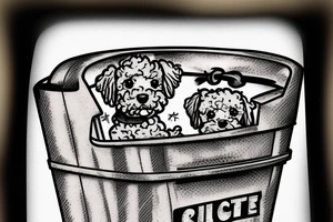 A toy poodle in a recycling bin. tattoo idea