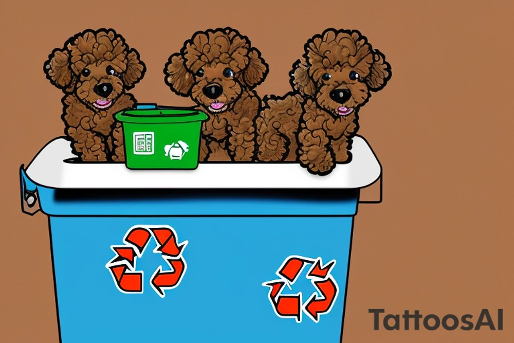 toy poodle in a recycling bin. tattoo idea