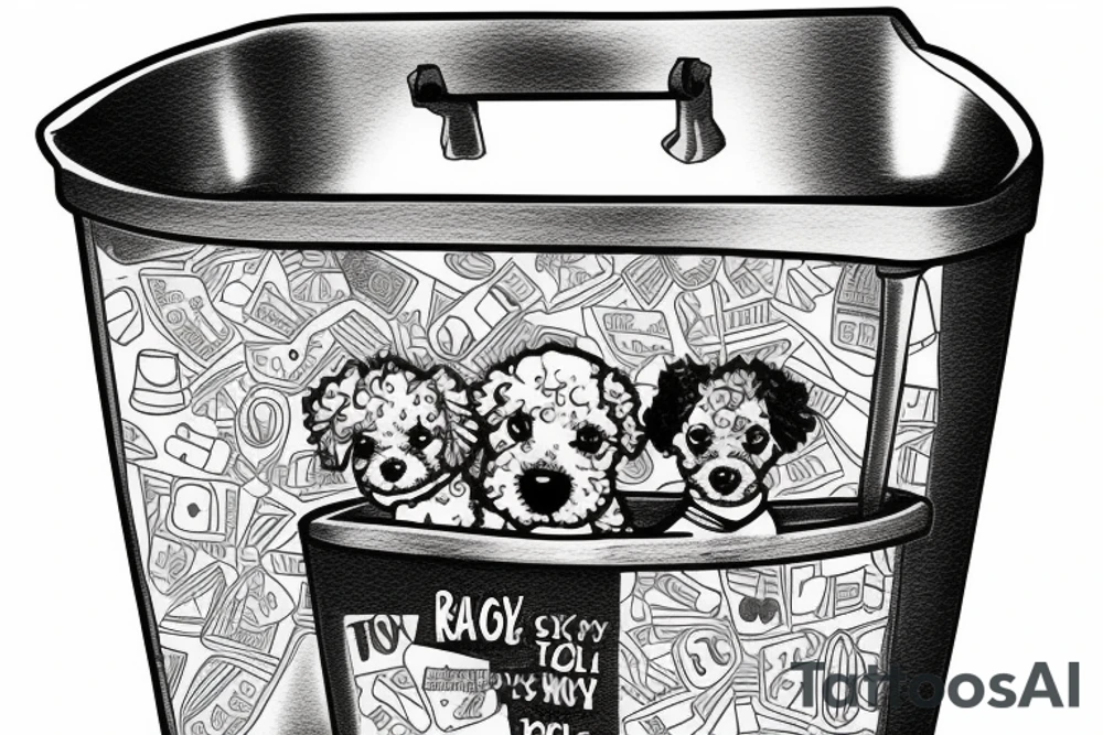 toy poodle in a recycling bin. tattoo idea