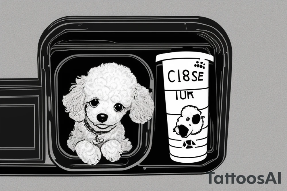 toy poodle in a recycling bin. tattoo idea