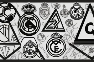 A triangle with a soccer ball inside, incorporating the Real Madrid symbol and the number 3 tattoo idea