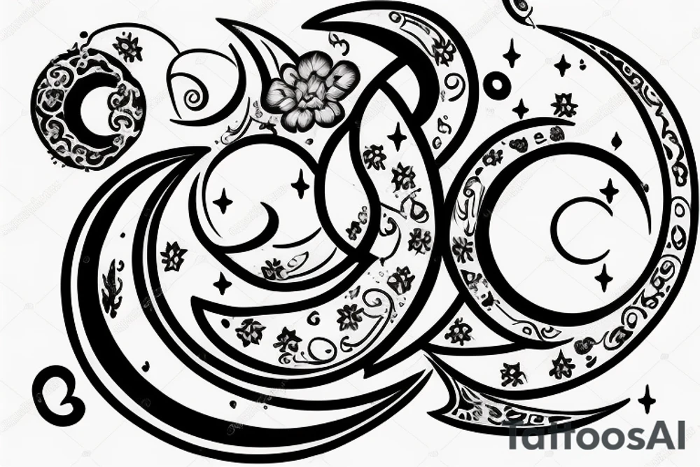 Hourglass with crescent moon behind it tattoo idea