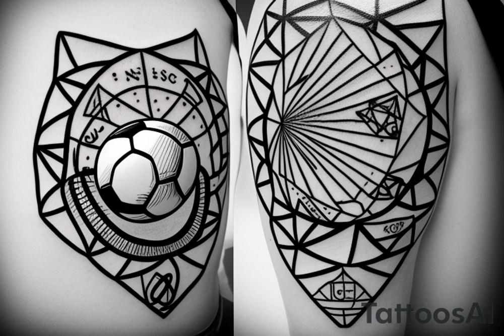A triangle with a soccer ball inside tattoo idea
