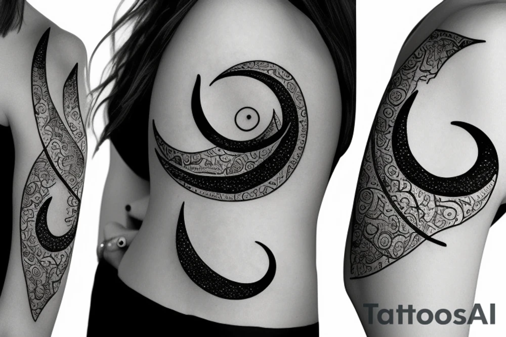 Hourglass with crescent moon tattoo idea