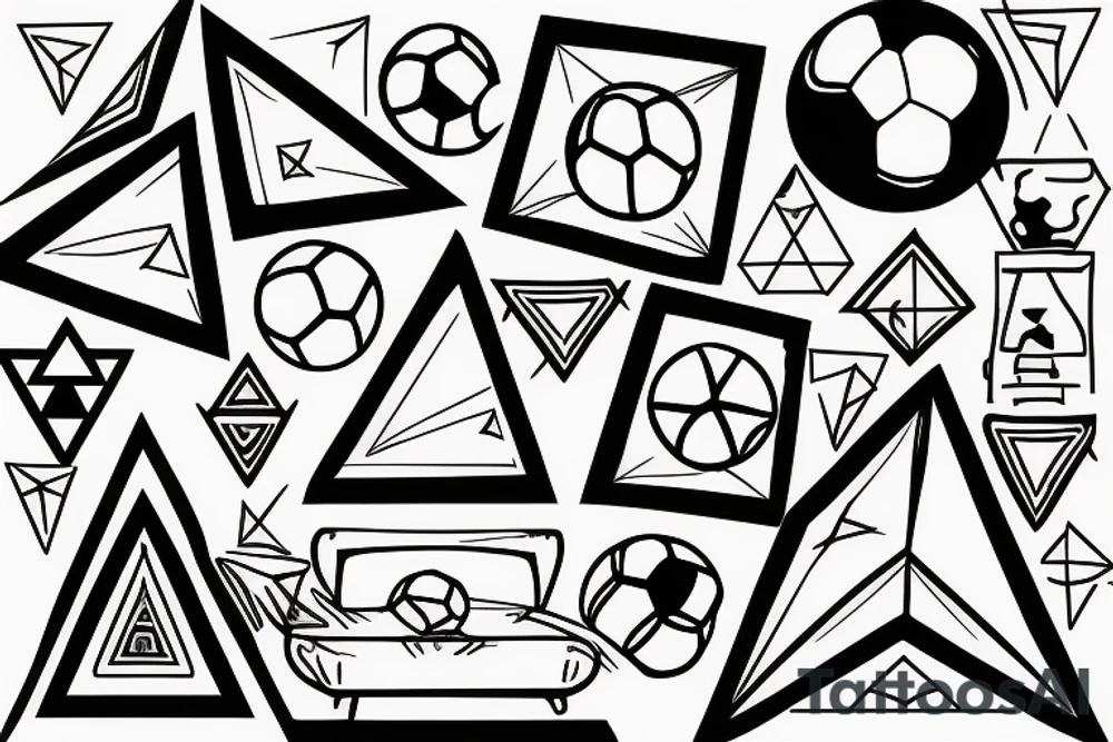 A triangle with a soccer ball inside the triangle tattoo idea