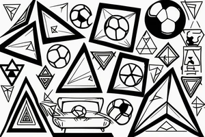 A triangle with a soccer ball inside the triangle tattoo idea