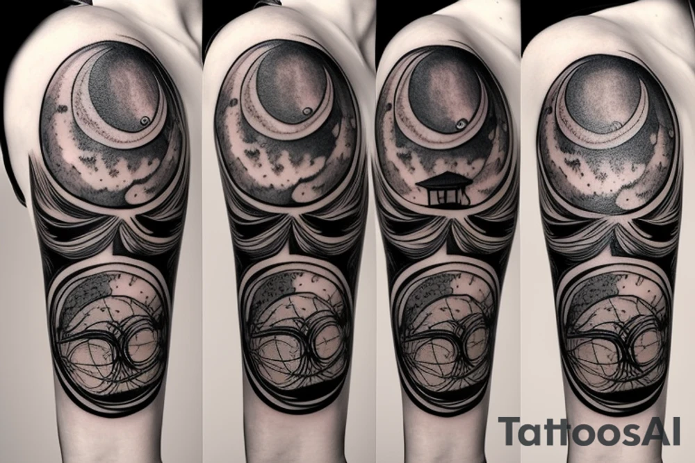 Hourglass with moon tattoo idea