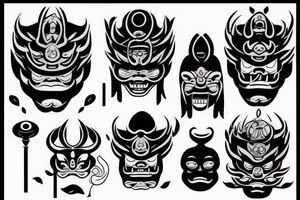 old school japanese oni mask tattoo idea