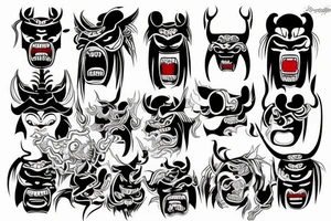 old school japanese oni mask tattoo idea