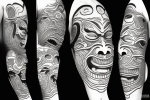 old school japanese oni mask tattoo idea