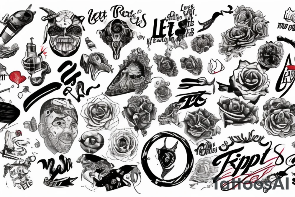 A phrase "Let it RIP" where whole phrase is displayed tattoo idea