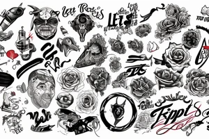 A phrase "Let it RIP" where whole phrase is displayed tattoo idea