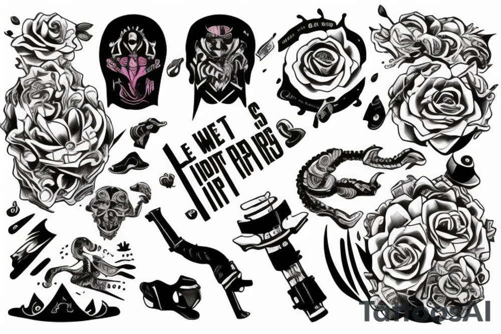A phrase "Let it RIP" where whole phrase is displayed tattoo idea