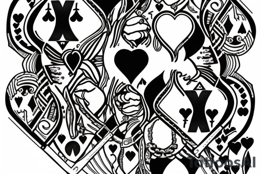 King of hearts playing card tattoo with smoke tattoo idea