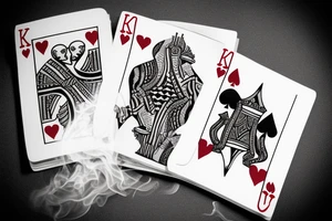 King of hearts playing card tattoo with smoke tattoo idea