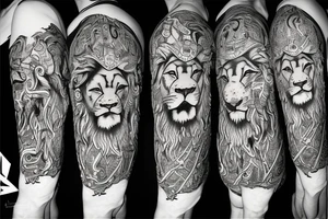 Lion, Wisdom, Bravery, Justice, Stoics tattoo idea