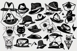 funny cat with a hat tattoo idea
