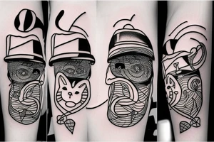 funny cat with a hat tattoo idea