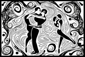 An abstraction of a couple dancing tango it a detail their. Focus on the embrace. tattoo idea