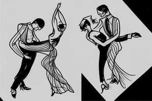 An abstraction of a couple dancing tango it a detail their. Focus on the embrace. tattoo idea