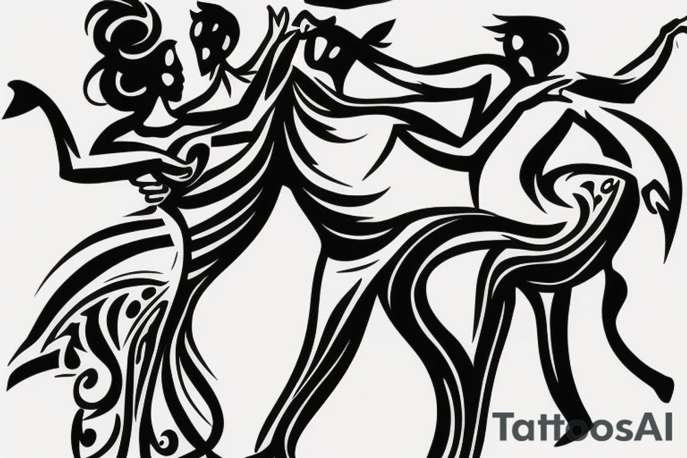 An abstraction of a couple dancing tango it a detail their. Focus on the embrace. Keep it simple. tattoo idea