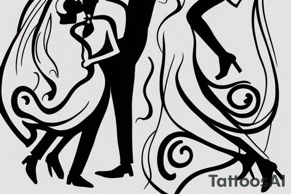 An abstraction of a couple dancing tango it a detail their. Focus on the embrace. Keep it simple. tattoo idea