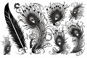 katana surround by a peacock feather tattoo idea