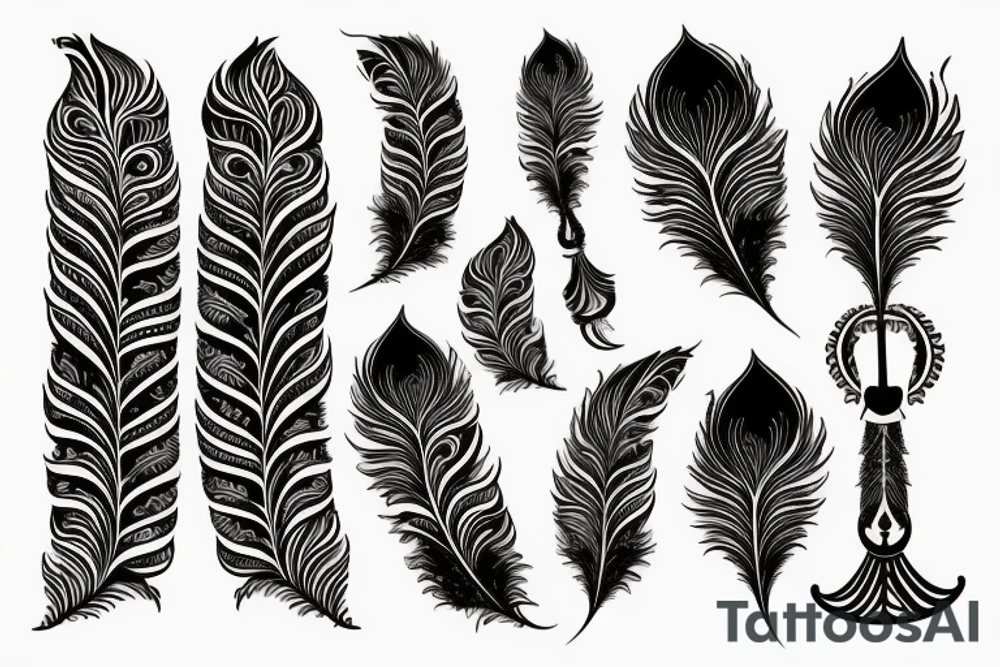 an Indian sword surrounded by a peacock feather tattoo idea an Indian sword surrounded by a peacock feather tattoo idea