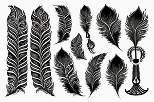 an Indian sword surrounded by a peacock feather tattoo idea