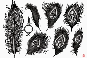 an Indian sword surrounded by a peacock feather tattoo idea