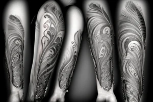 an Indian sword encrusted by a peacock feather tattoo idea