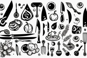 Chef knife with nature and space tattoo idea