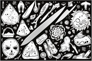 Chef knife with nature and space tattoo idea