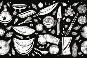 Chef knife with nature and space tattoo idea