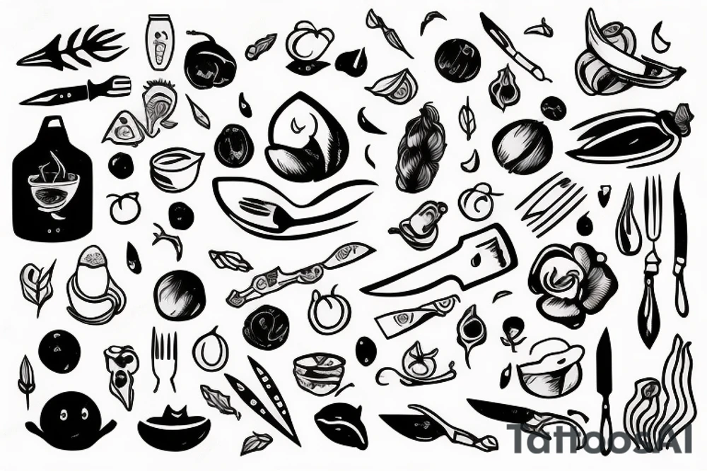 Chef knife with nature and space tattoo idea
