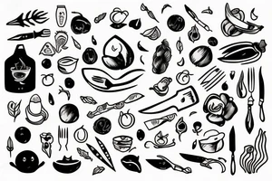 Chef knife with nature and space tattoo idea