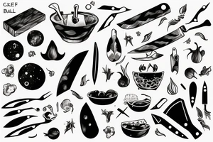 Chef knife with nature and space tattoo idea