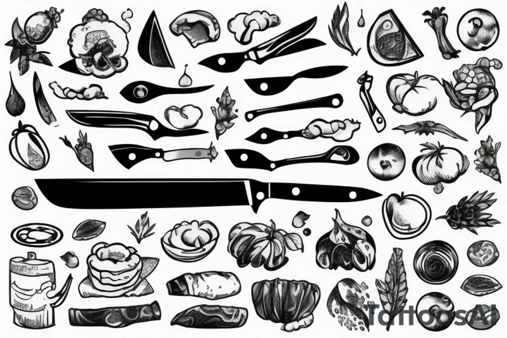 Chef knife with nature and space tattoo idea