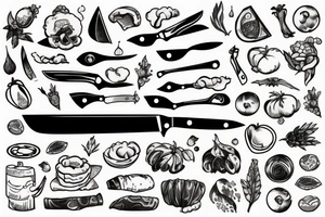Chef knife with nature and space tattoo idea