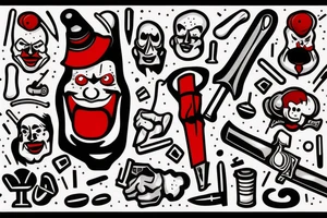 Clown with a hammer and bloody tattoo idea
