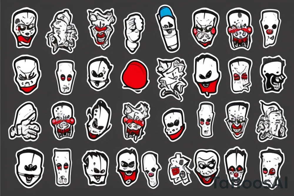 Clown with a hammer and bloody tattoo idea
