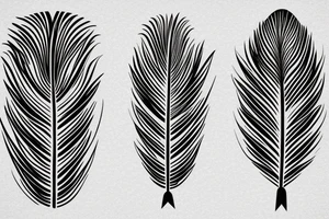 Arrow with peacock feather feathering, a compass in the middle of the arrow tattoo idea