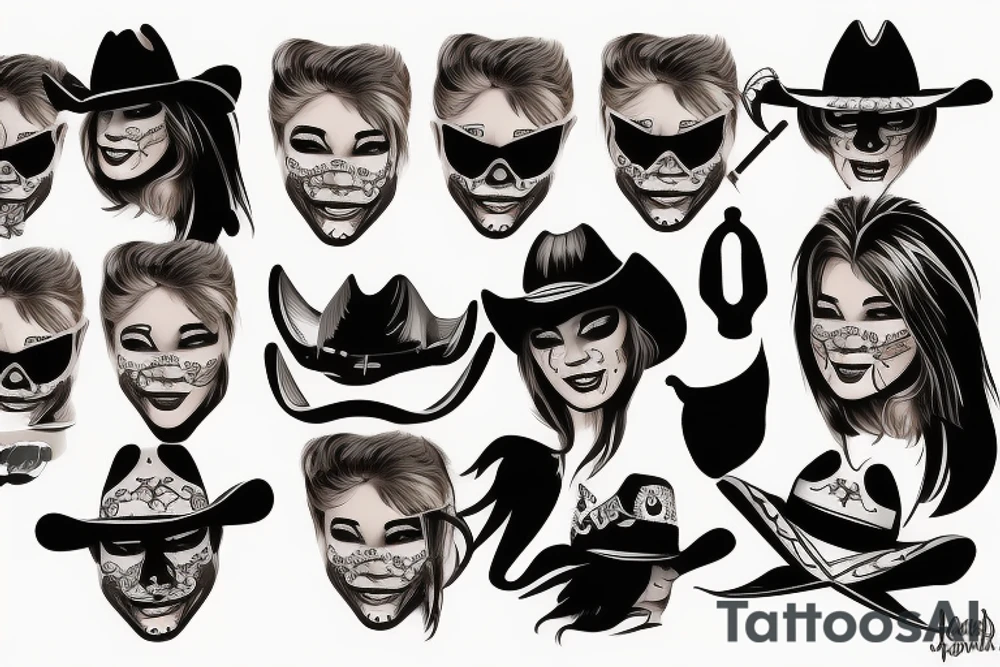 Girlfriend,cowboy mask tattoo idea