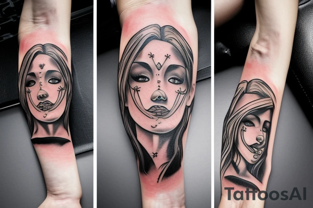 Girlfriend,mask tattoo idea