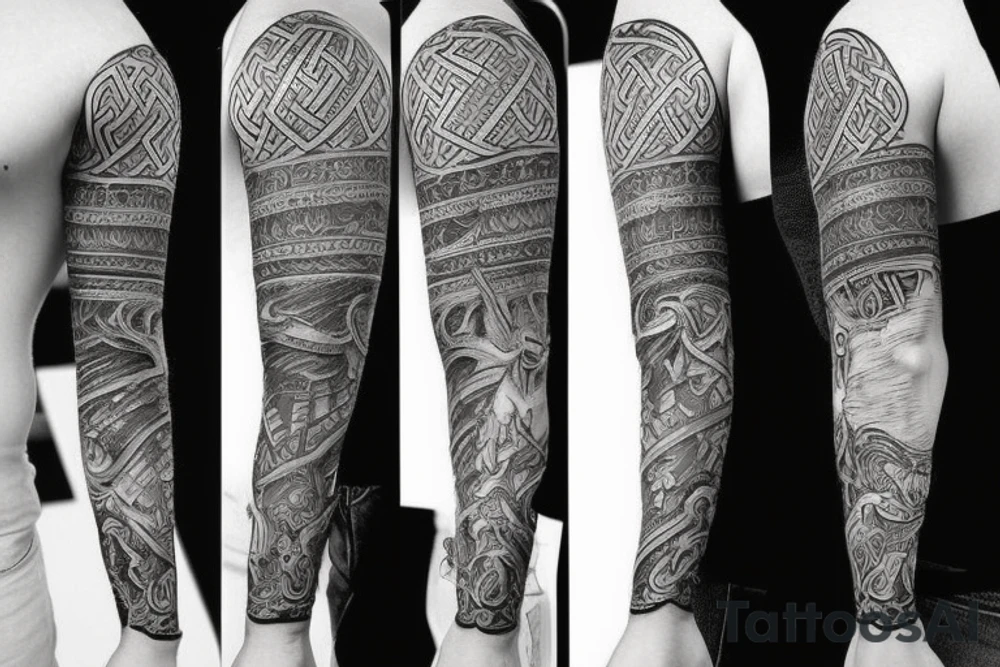 Viking right arm sleeve tattoo idea