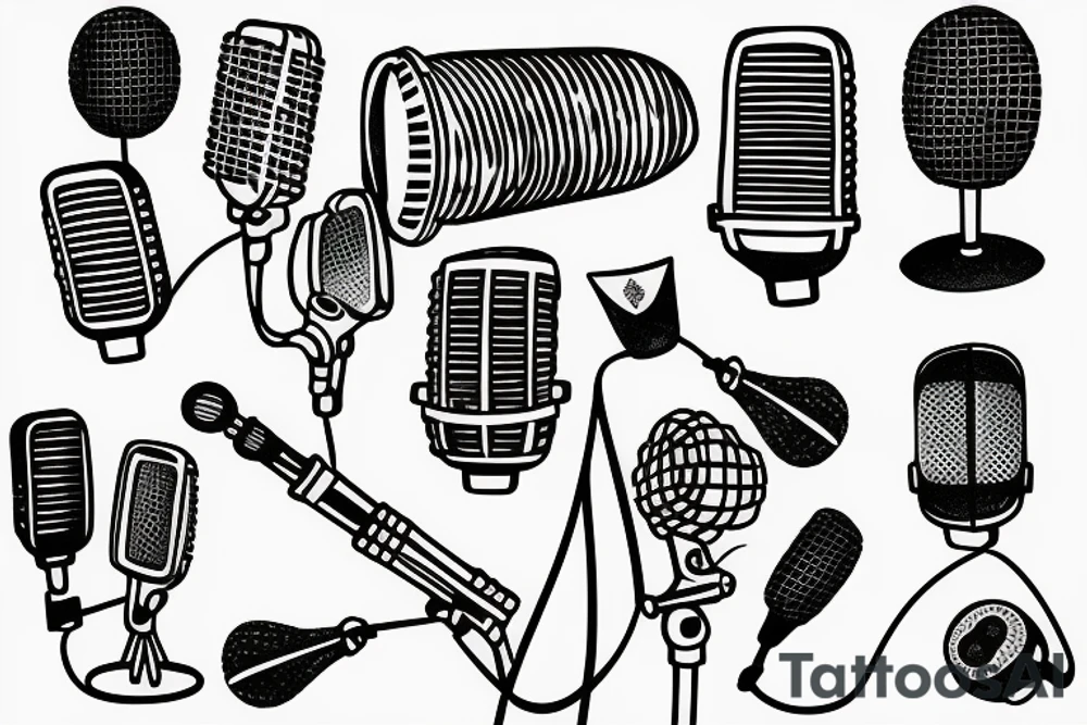 microphone guitar money tattoo idea