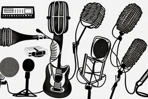 microphone guitar money tattoo idea