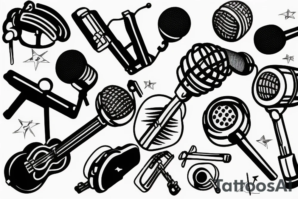 microphone money guitar music tattoo idea